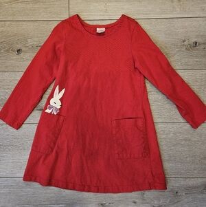 Hanna Andersson Red Pocket Art Bunny Dress